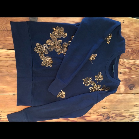 J. Crew Tops - J Crew Cotton and Gold Sequin Sweatshirt